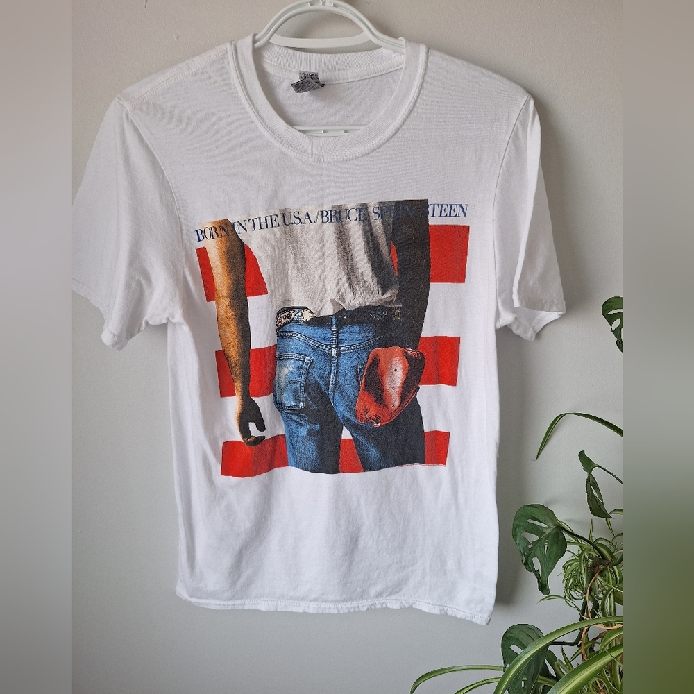 Graphic White T-Shirt with Red and Blue Design